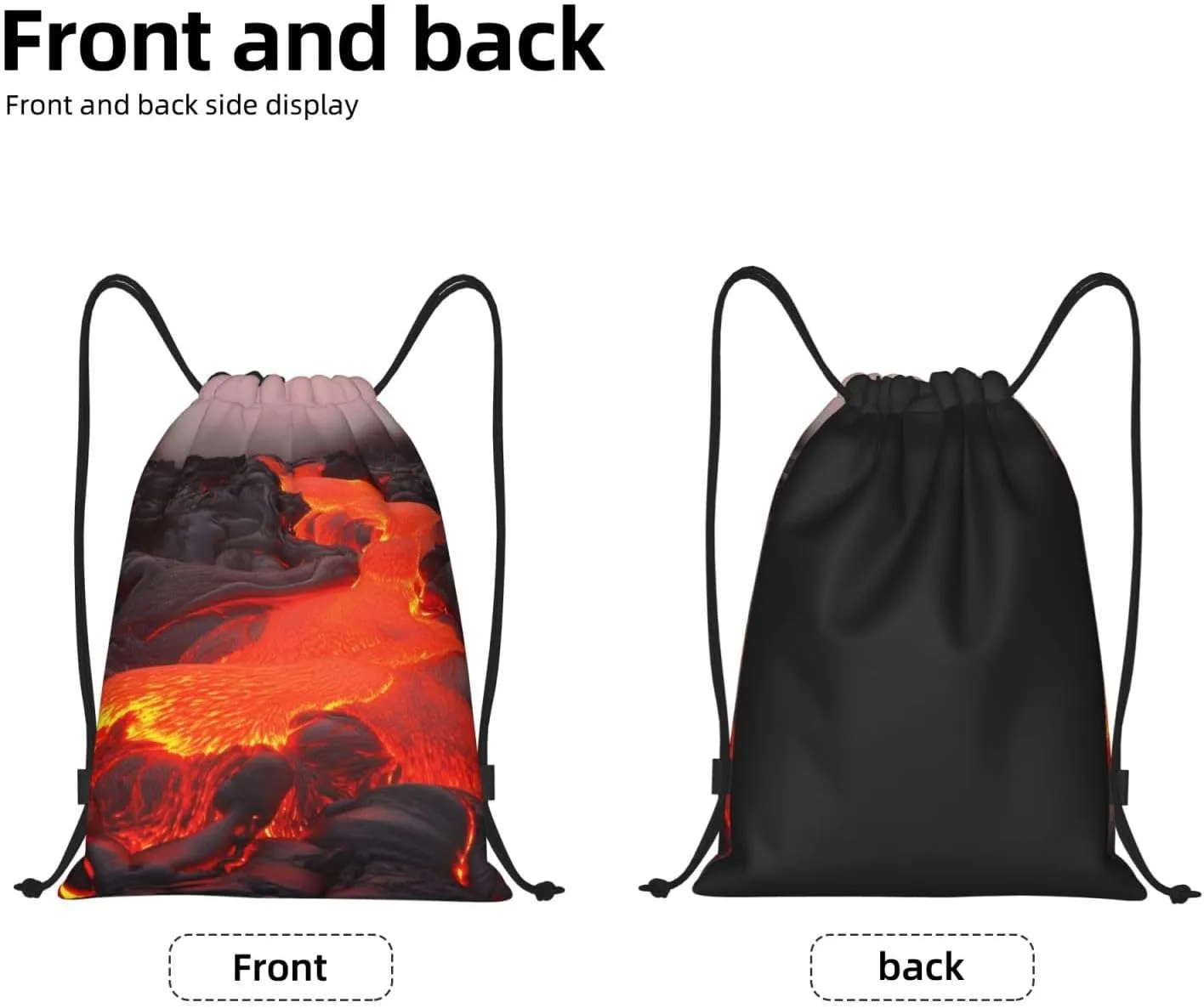 Waterproof Drawstring Gym Bag for Men Red Lava Drawstring Backpack for Women Cinch Sack Sports Sackpack Small
