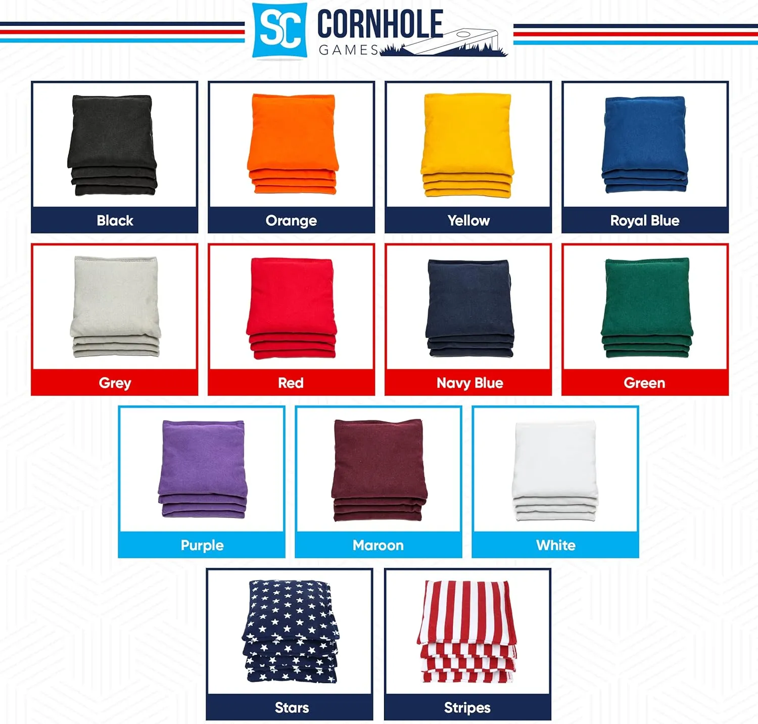 Weather Resistant Cornhole Bags (Set of 8) - Professional Regulation Size/Weight (16 oz) - Use on Pro Corn Hole Boards or Bean Bag Toss Sets