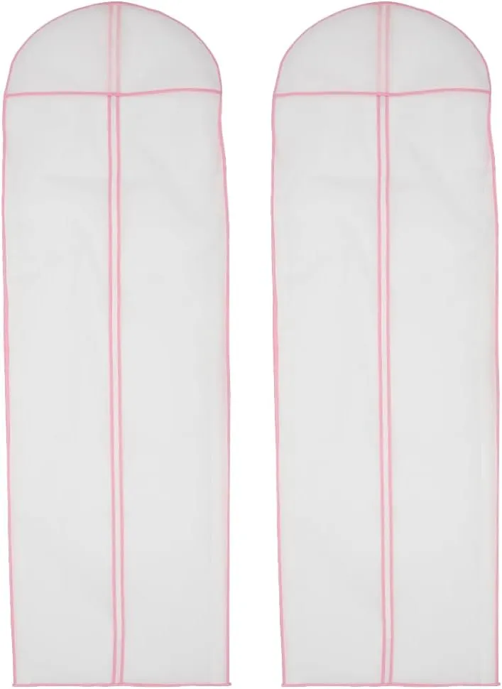Wedding Dress Garment Bag - 71" Garment Bags for Travel & Hanging Clothes or Storage Preservation - Wedding Dress Bag for Gowns Long with 20" Gusset for Puffy Bridal Gowns Cover(Pink-2 pcs)