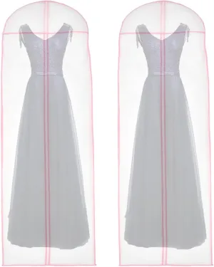 Wedding Dress Garment Bag - 71" Garment Bags for Travel & Hanging Clothes or Storage Preservation - Wedding Dress Bag for Gowns Long with 20" Gusset for Puffy Bridal Gowns Cover(Pink-2 pcs)