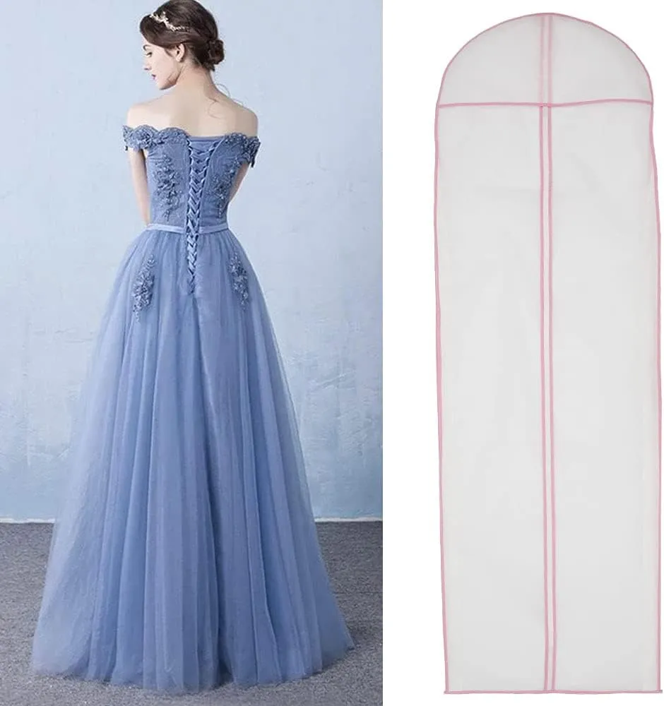 Wedding Dress Garment Bag - 71" Garment Bags for Travel & Hanging Clothes or Storage Preservation - Wedding Dress Bag for Gowns Long with 20" Gusset for Puffy Bridal Gowns Cover(Pink-2 pcs)