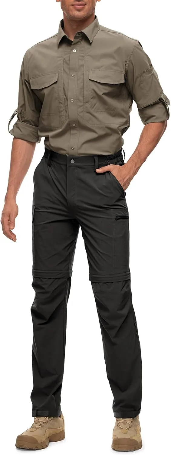 Wespornow Men's-Convertible-Hiking-Pants Quick Dry Lightweight Zip Off Breathable Cargo Pants for Outdoor, Fishing, Safari