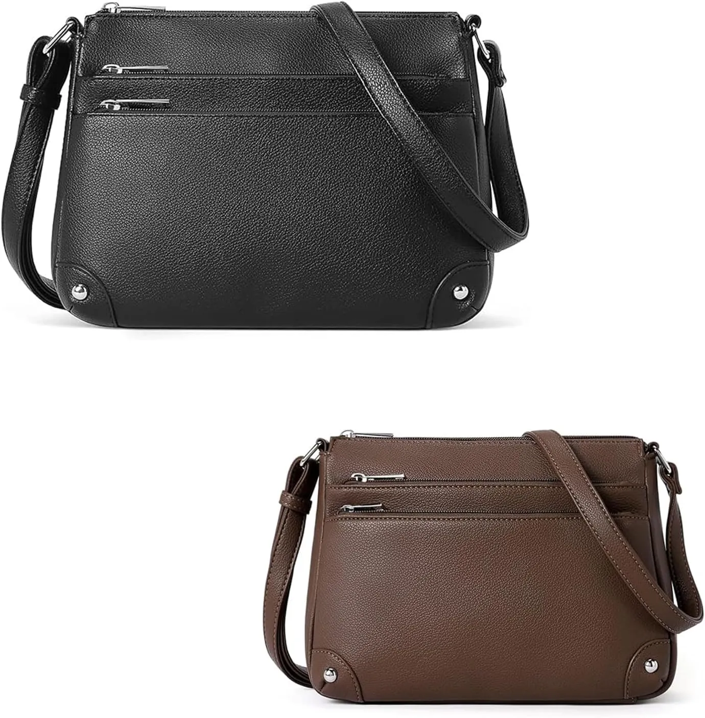 WESTBRONCO Crossbody Bags for Women, Medium Size Shoulder Handbags, Satchel Purse with Multi Zipper Pocket Black