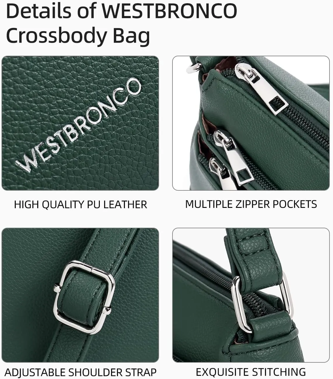 WESTBRONCO Crossbody Bags for Women, Medium Size Shoulder Handbags, Satchel Purse with Multi Zipper Pocket