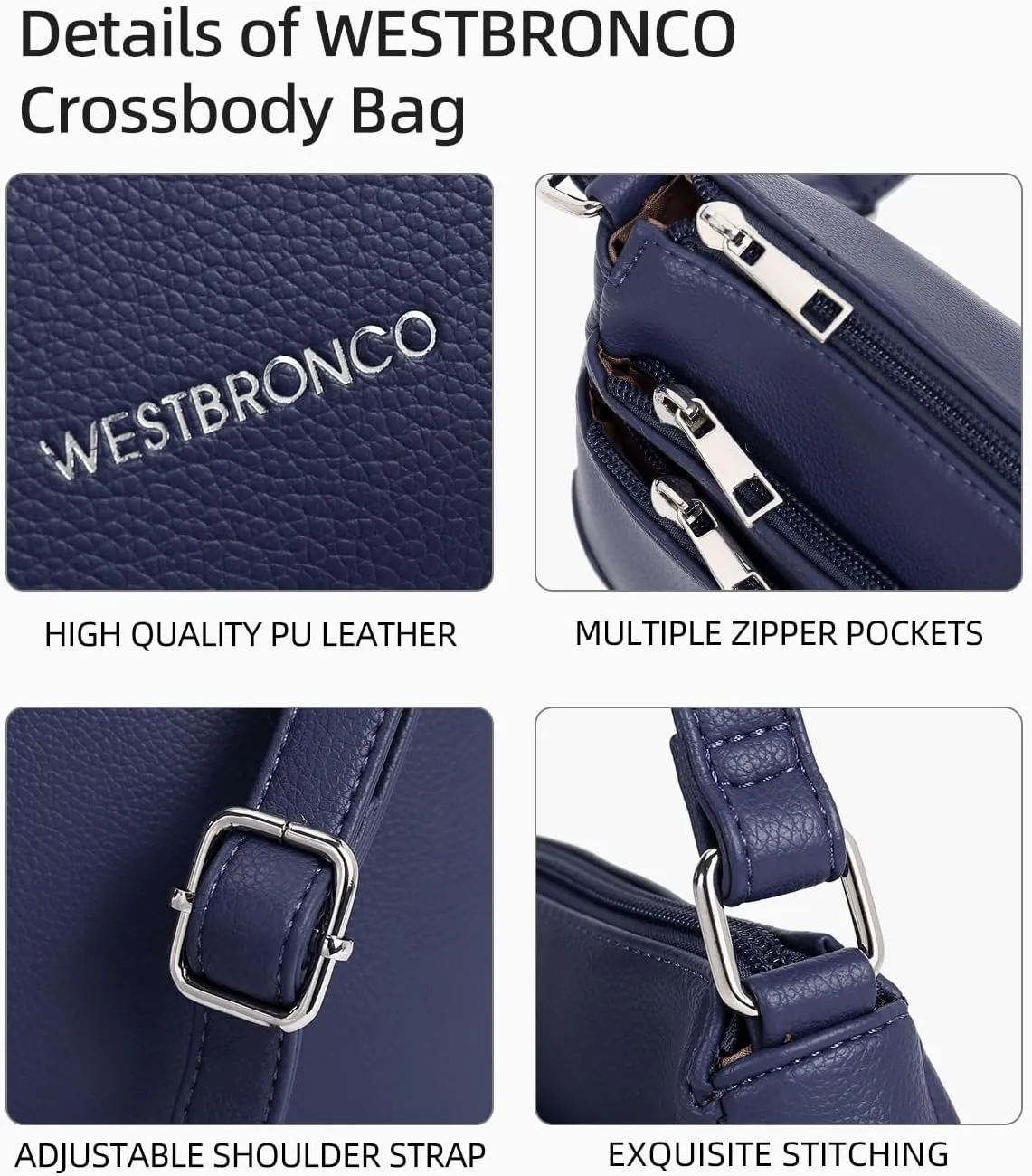 WESTBRONCO Crossbody Bags for Women, Medium Size Shoulder Handbags, Satchel Purse with Multi Zipper Pocket