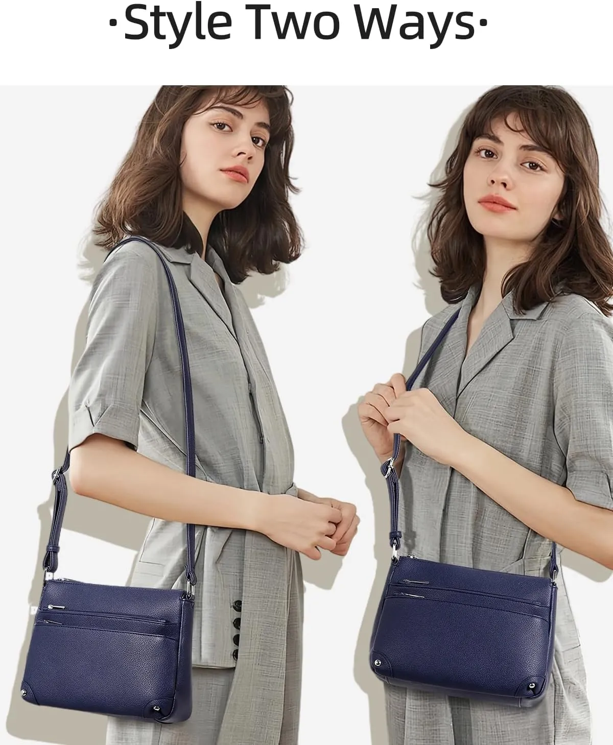 WESTBRONCO Crossbody Bags for Women, Medium Size Shoulder Handbags, Satchel Purse with Multi Zipper Pocket