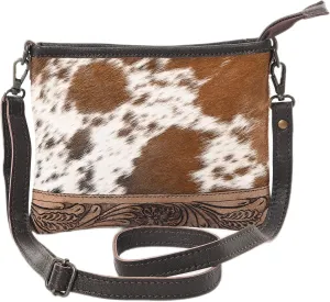 Western Cowhide Tooled Leather Small Crossbody Bag Cowgirl Fashion Purse with Adjustable Detachable Shoulder Strap