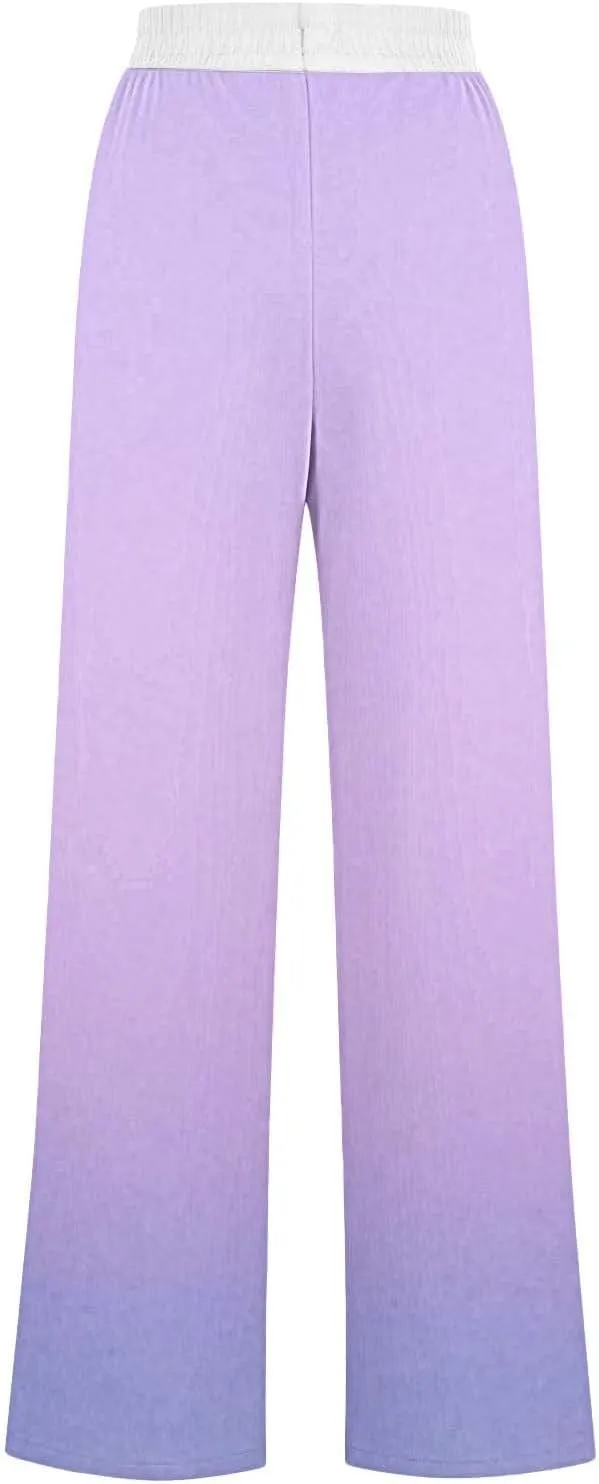Wide Leg Flare Pants Women High Waisted Drawstring Sweatpants Elastic Casual Baggy Lounge Pants with Pockets