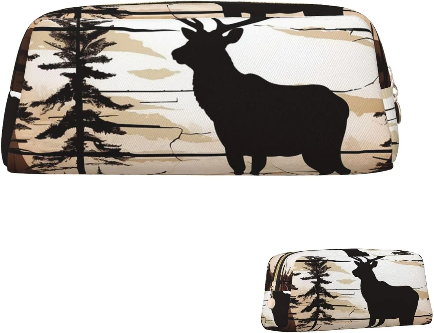 Wild Elk silhouette Makeup Bag for Women Men Travel Toiletry Bag Aesthetic Purse Pouch Large Pencil Case