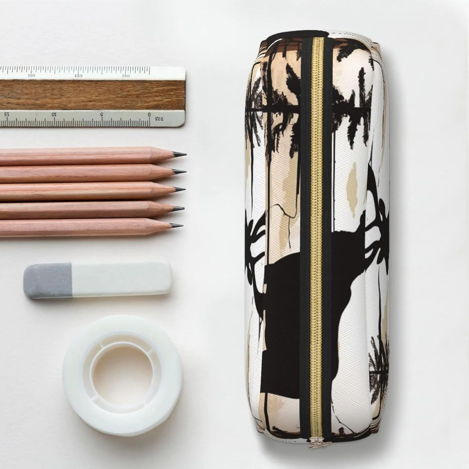 Wild Elk silhouette Makeup Bag for Women Men Travel Toiletry Bag Aesthetic Purse Pouch Large Pencil Case