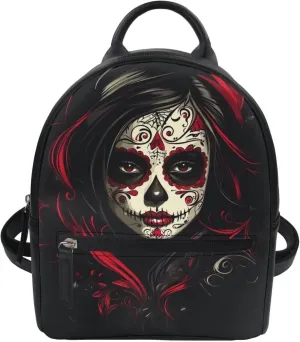 Witch Backpack Purse for Women Small Leather Goth Backpack Teen Girls Travel Shoulder Bag Lightweight Casual Daypack College Schoolbag Rucksack