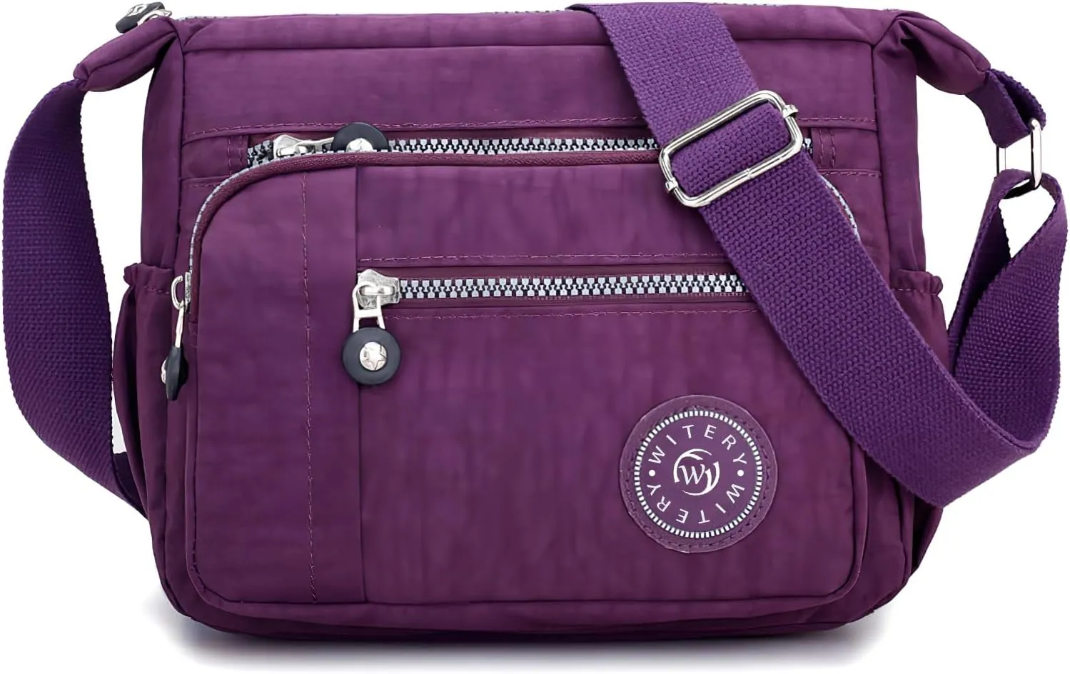 WITERY Nylon Shoulder Bags for Women - Multi-Pocket Zipper Waterproof Travel Purse Casual Small Lightweight Messenger Bag