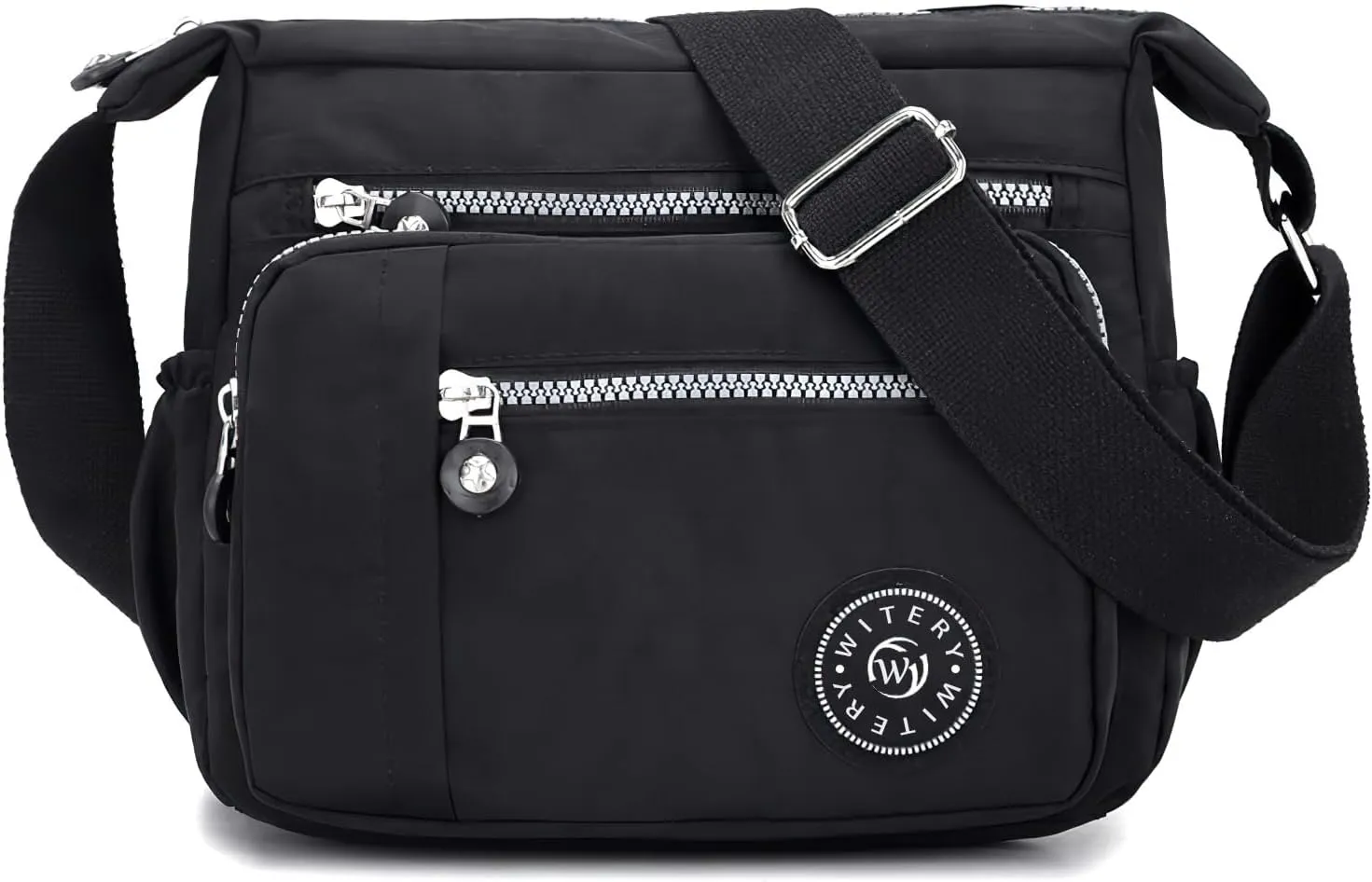 WITERY Nylon Shoulder Bags for Women - Multi-Pocket Zipper Waterproof Travel Purse Casual Small Lightweight Messenger Bag