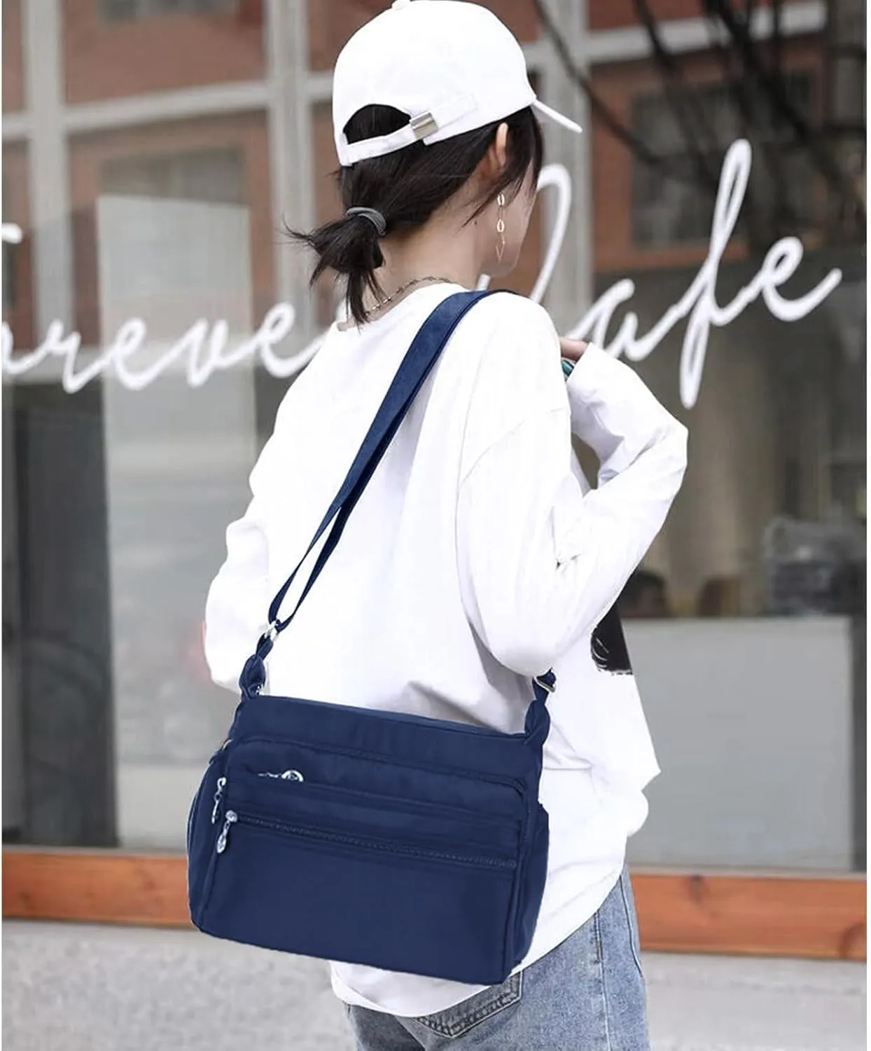 WITERY Small Crossboby Bag for Women - Waterproof Nylon Multi-pocket Purse Travel Shoulder Bag Lightweight Messenger Bag