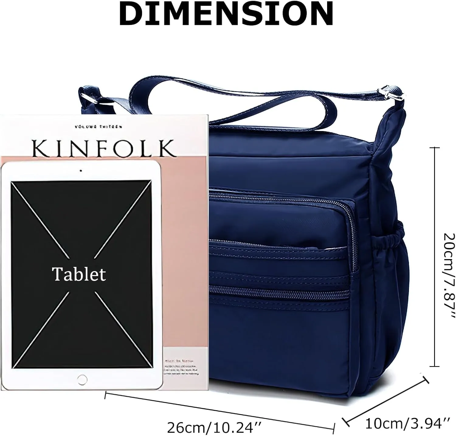 WITERY Small Crossboby Bag for Women - Waterproof Nylon Multi-pocket Purse Travel Shoulder Bag Lightweight Messenger Bag