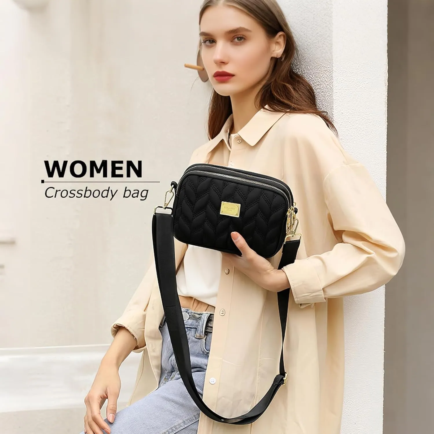 WITERY Small Crossboby Purse for Women - Waterproof Nylon Crossbody Phone Purse Shoulder Bag with Adjustable Strap