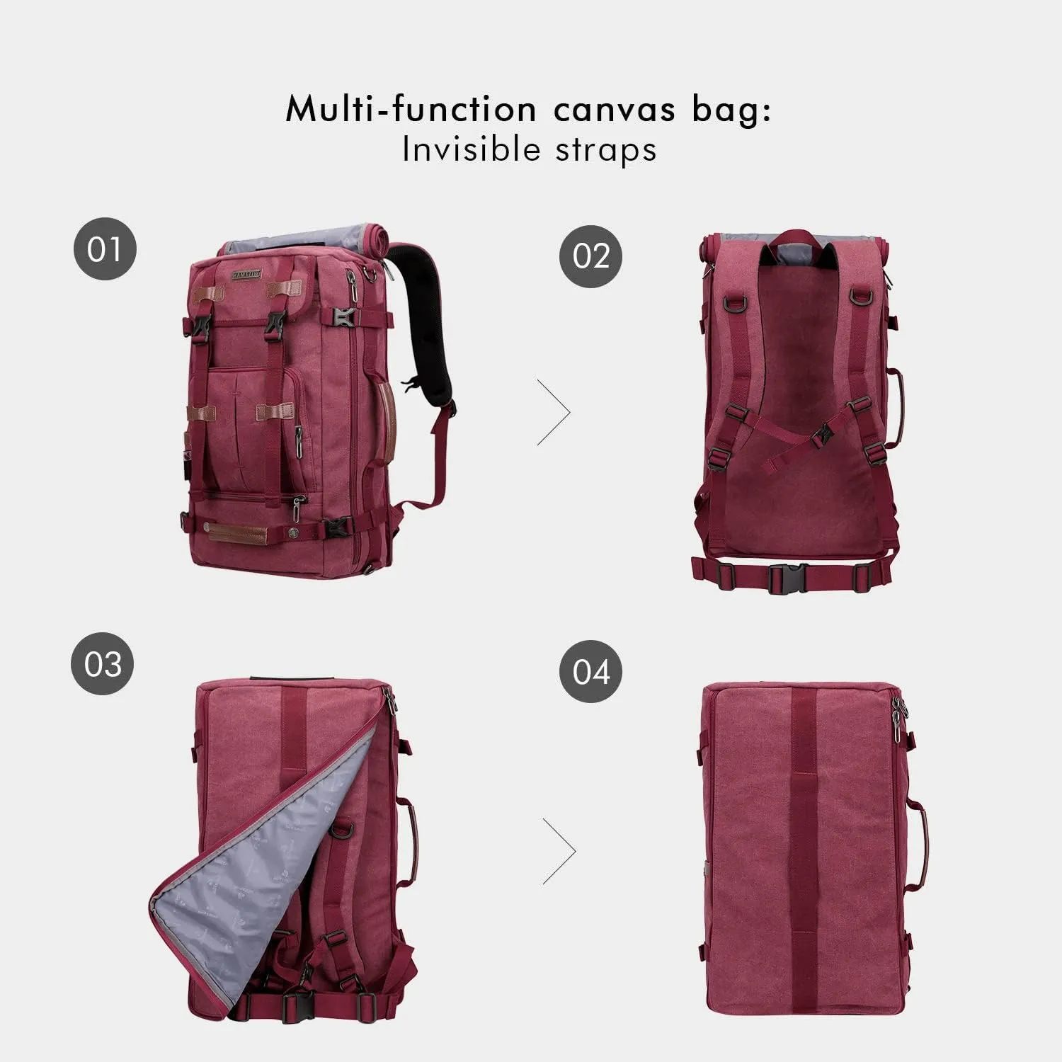 WITZMAN Canvas Backpack Vintage Travel Backpack Large Laptop Bags Convertible Shoulder Rucksack
