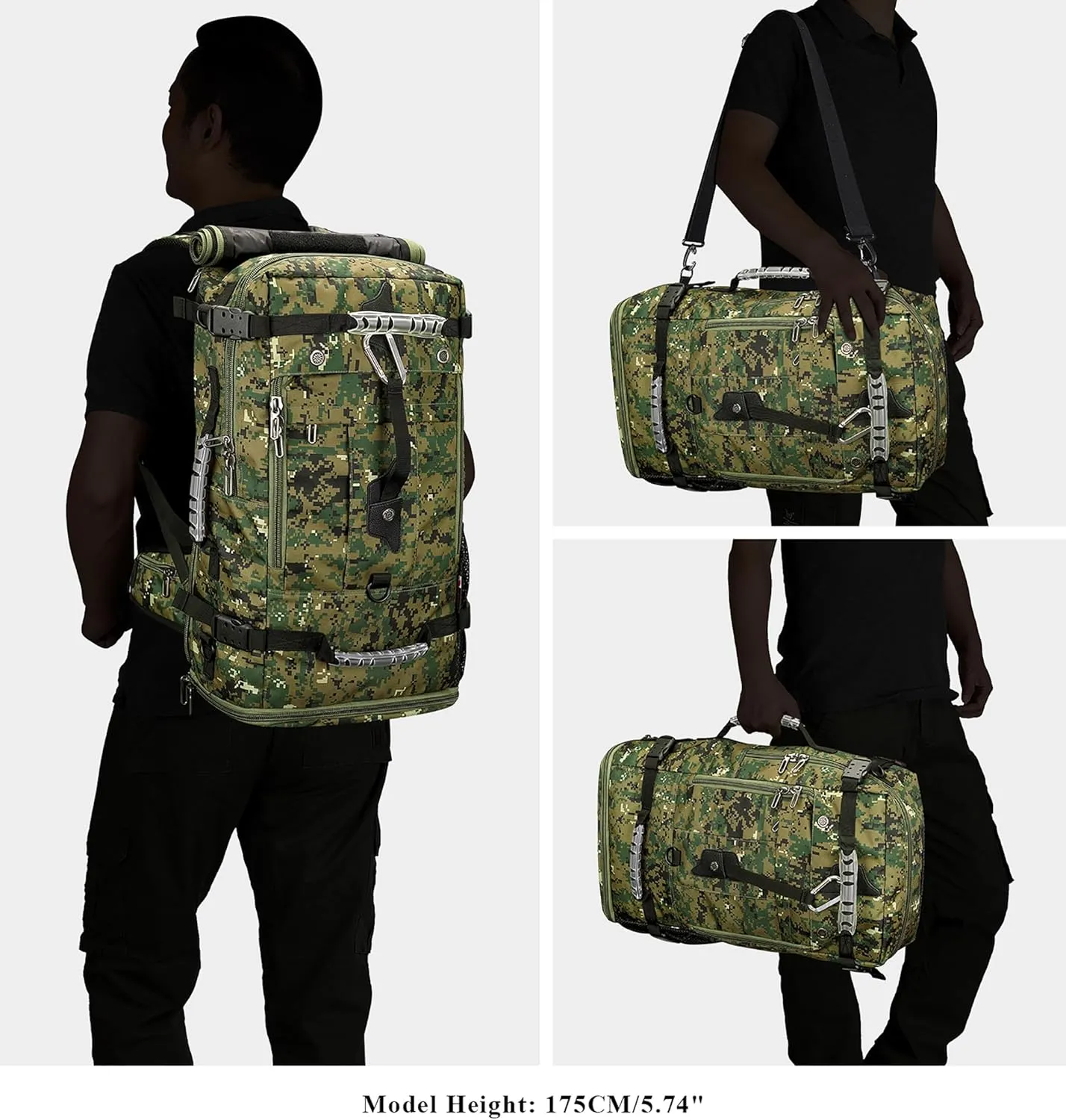 WITZMAN Digital Camo Backpack for men Convertible Travel Backpack Duffle Bag Fit 17 Inch Laptop Carry On Bags (B681 Camo Green)