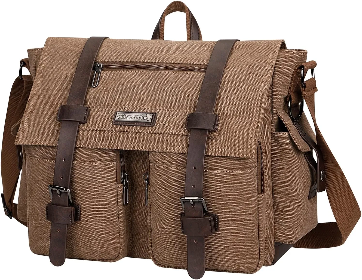 WITZMAN Vintage Canvas Messenger Bag for Men and Women Large Satchel Bags Crossbody Shoulder with 17 inch Laptop