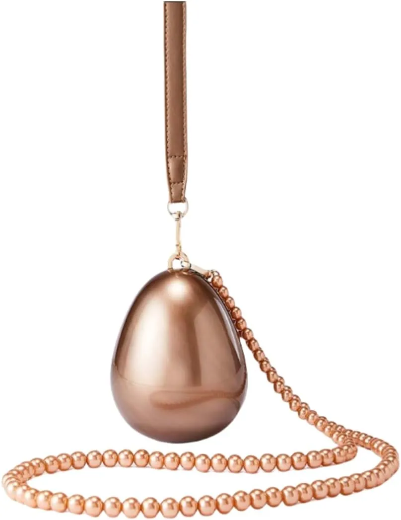 Women Acrylic Egg Clutch Bag Cute Pearl Acrylic Evening Handbags Marble Purses Beaded Shoulder Bags for Party Prom