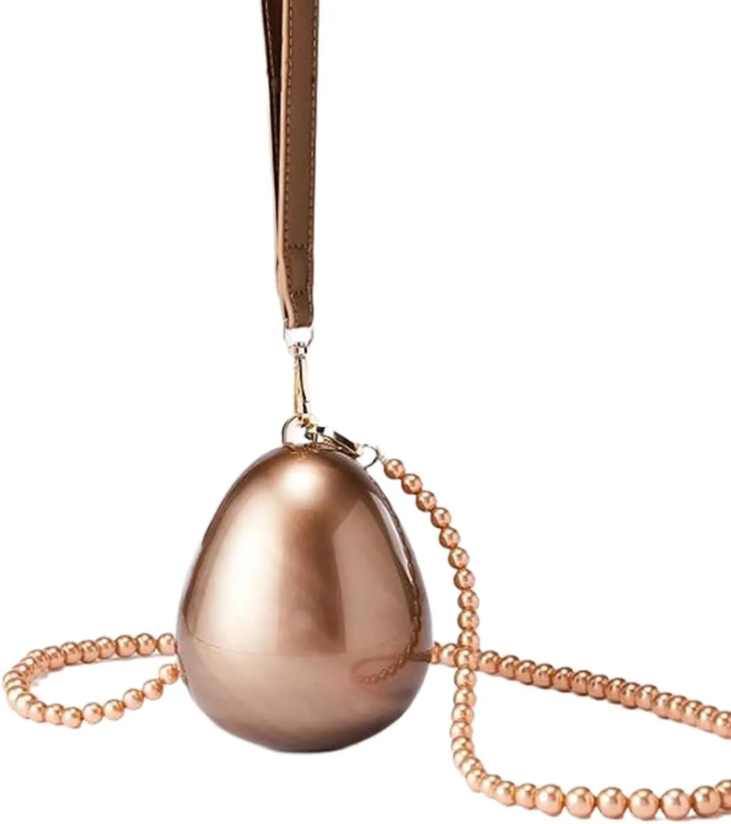 Women Acrylic Egg Clutch Bag Cute Pearl Acrylic Evening Handbags Marble Purses Beaded Shoulder Bags for Party Prom