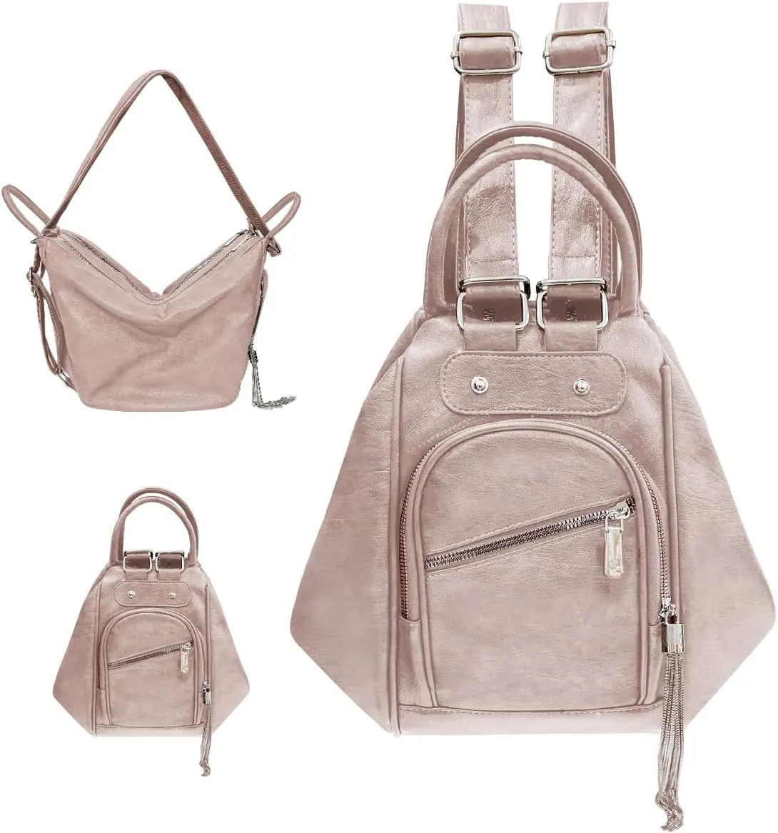 Women Backpacks Purse Leather Bookbag Waterproof Anti-theft Rucksack Convertible Backpack Tote Large Casual Tote Bag Ladies Shoulder Bags with Tassel for Work College Travel Daily Use