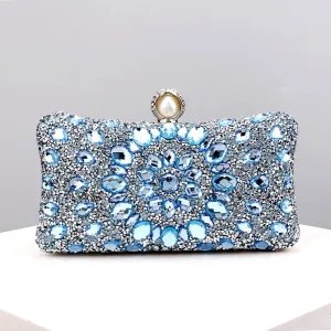 Women Clutches Purses Crystal Rhinestone Evening Handbag Shoulder Bag for Wedding Party with Chain