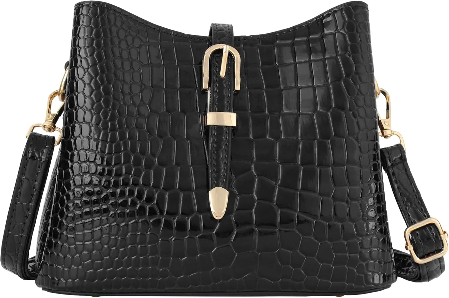 Women Fashion Shoulder Handbag Purse Alligator Embossing Messenger Purse Small Satchel Bags Brown
