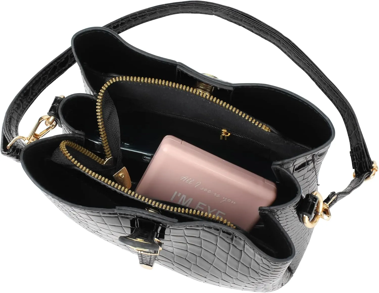 Women Fashion Shoulder Handbag Purse Alligator Embossing Messenger Purse Small Satchel Bags Brown