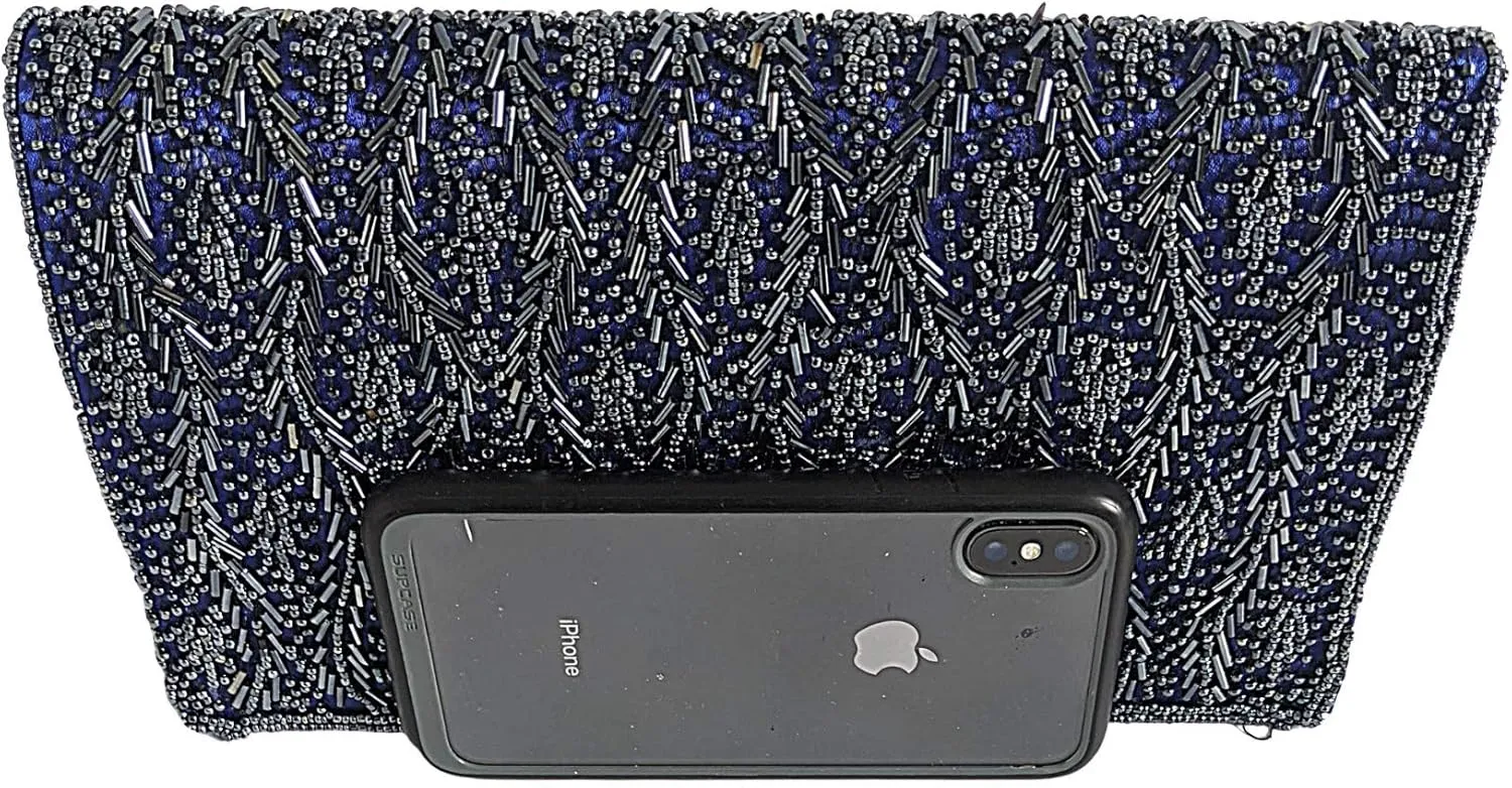 Women Handmade Beaded Evening Clutch, Shoulder Bag, Wedding Purse