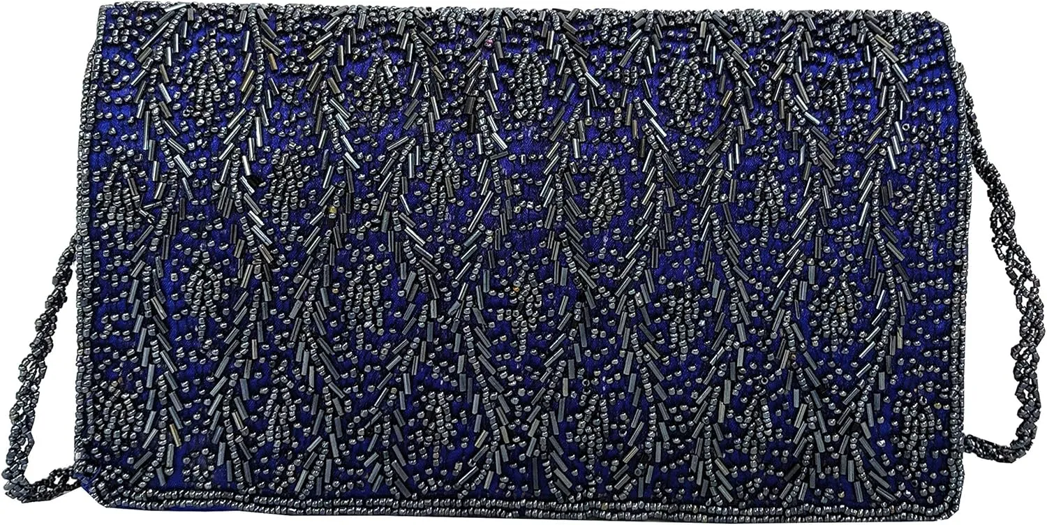 Women Handmade Beaded Evening Clutch, Shoulder Bag, Wedding Purse