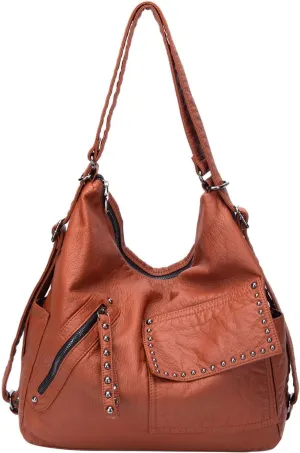 Women Hobo Shoulder Bag PU Leather Backpack Purses Large Crossbody Bag Fashion Shoulder Handbags