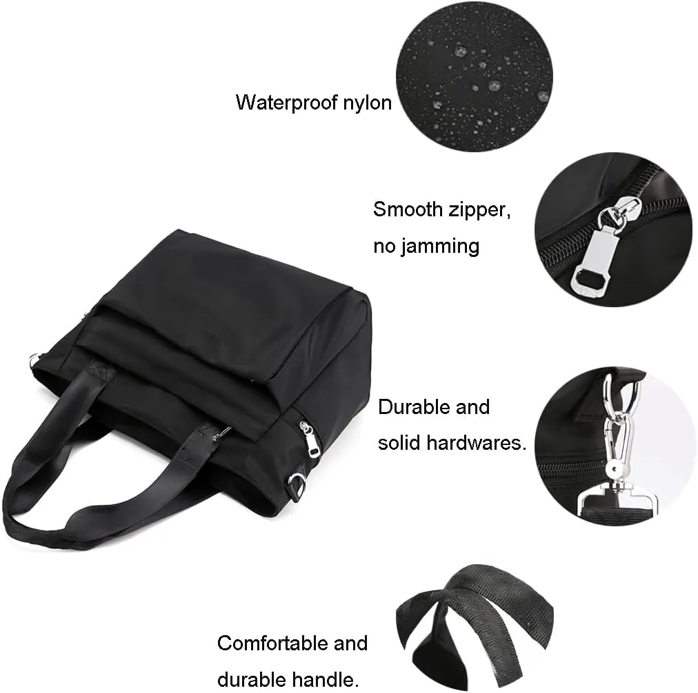 Women Nylon Tote Bag Water resistant Multi-function Shoulder Handbag Light Travel Messenger Bags