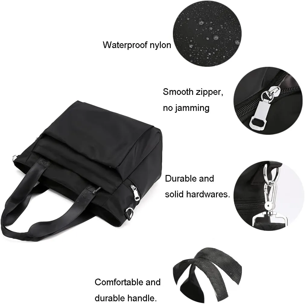 Women Nylon Tote Bag Water resistant Multi-function Shoulder Handbag Light Travel Messenger Bags