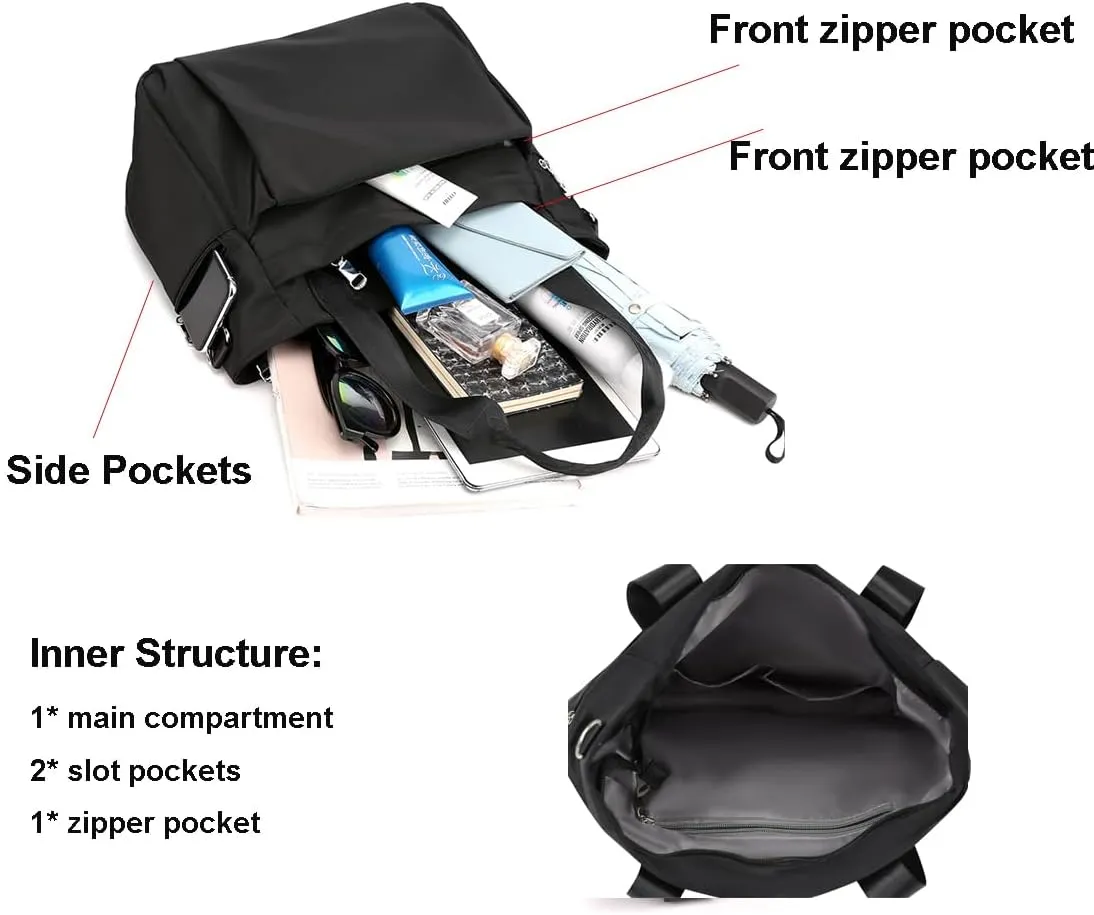 Women Nylon Tote Bag Water resistant Multi-function Shoulder Handbag Light Travel Messenger Bags