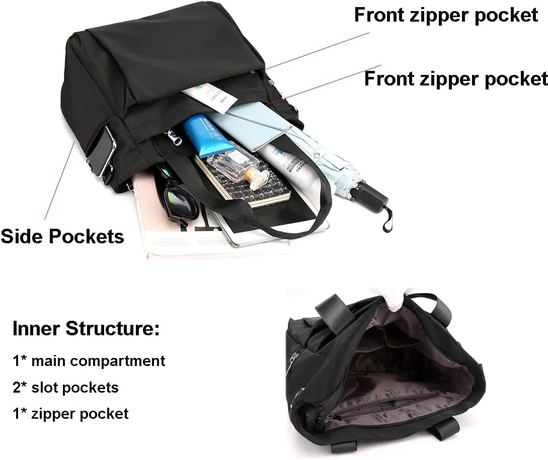 Women Nylon Tote Bag Water resistant Multi-function Shoulder Handbag Light Travel Messenger Bags