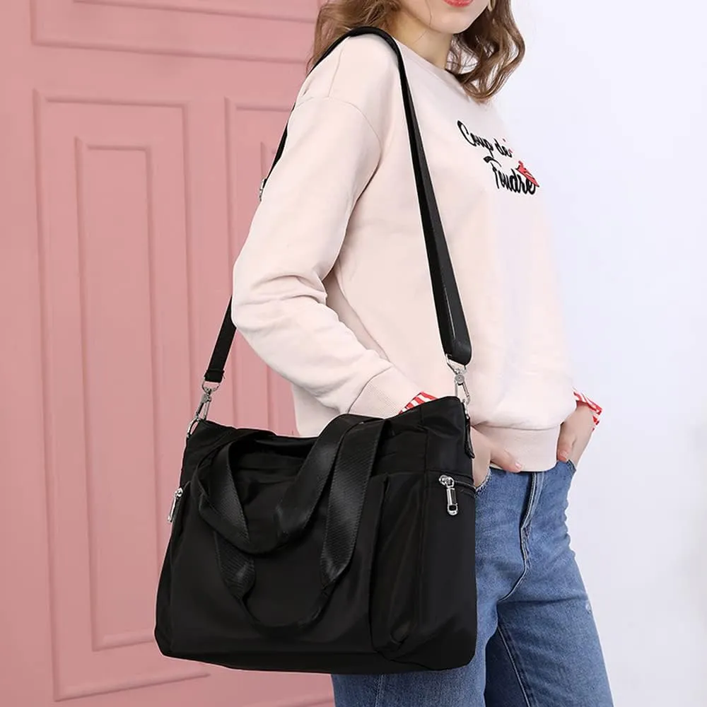 Women Nylon Tote Bag Water resistant Multi-function Shoulder Handbag Light Travel Messenger Bags