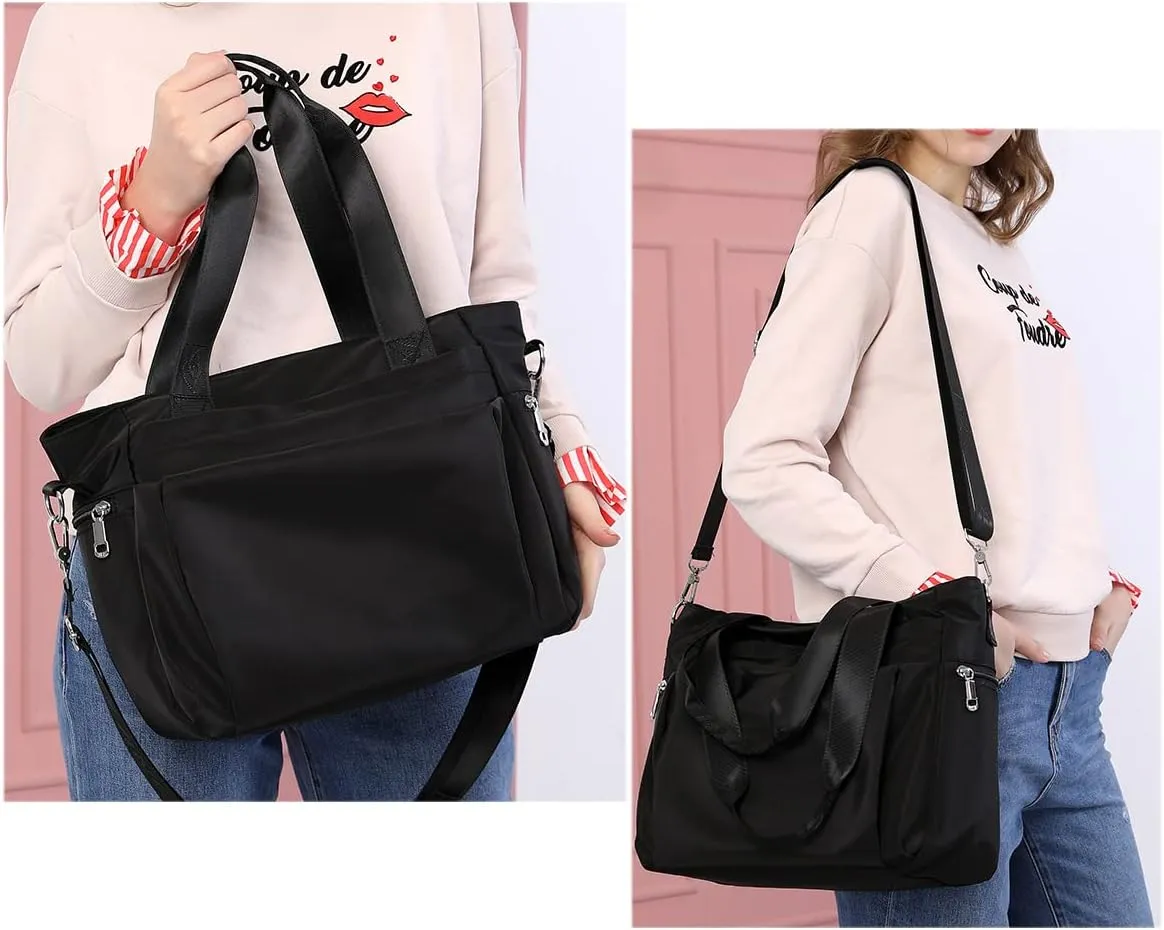 Women Nylon Tote Bag Water resistant Multi-function Shoulder Handbag Light Travel Messenger Bags