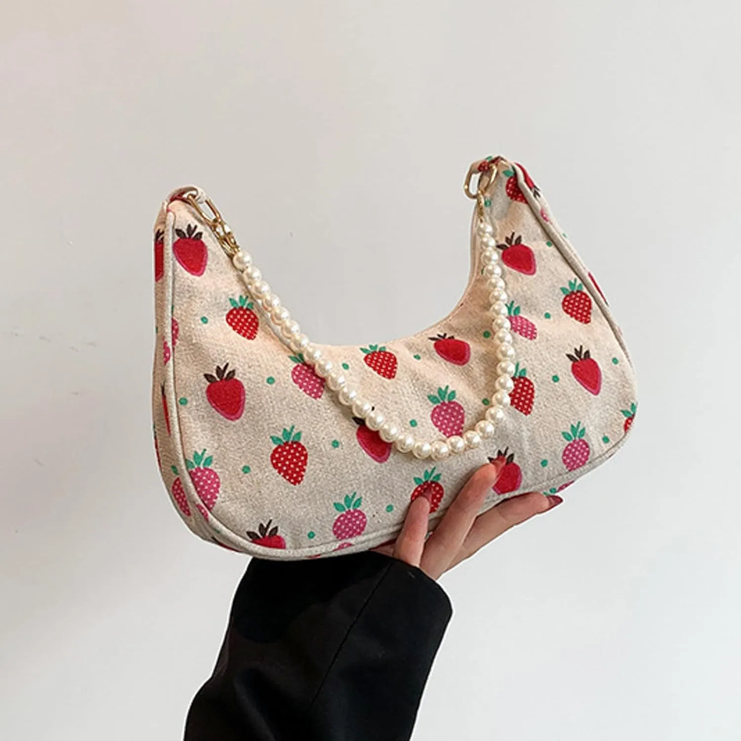 Women Shoulder Bag Fashionable New Pattern Simple Flower Print Cute Daily Handbag over The Shoulder Bags (Red, One Size)
