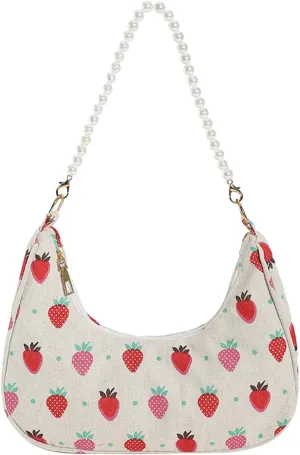Women Shoulder Bag Fashionable New Pattern Simple Flower Print Cute Daily Handbag over The Shoulder Bags (Red, One Size)