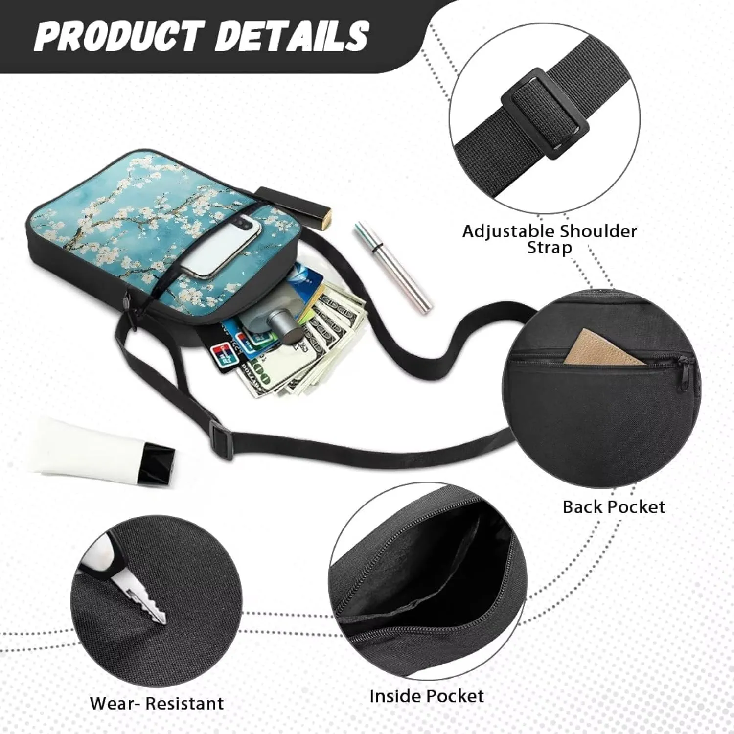 Women Small Crossbody Bag Cross Body Cell Phone Bag Purse Wallet Pouch Lightweight Sling Bag Shoulder Handbag