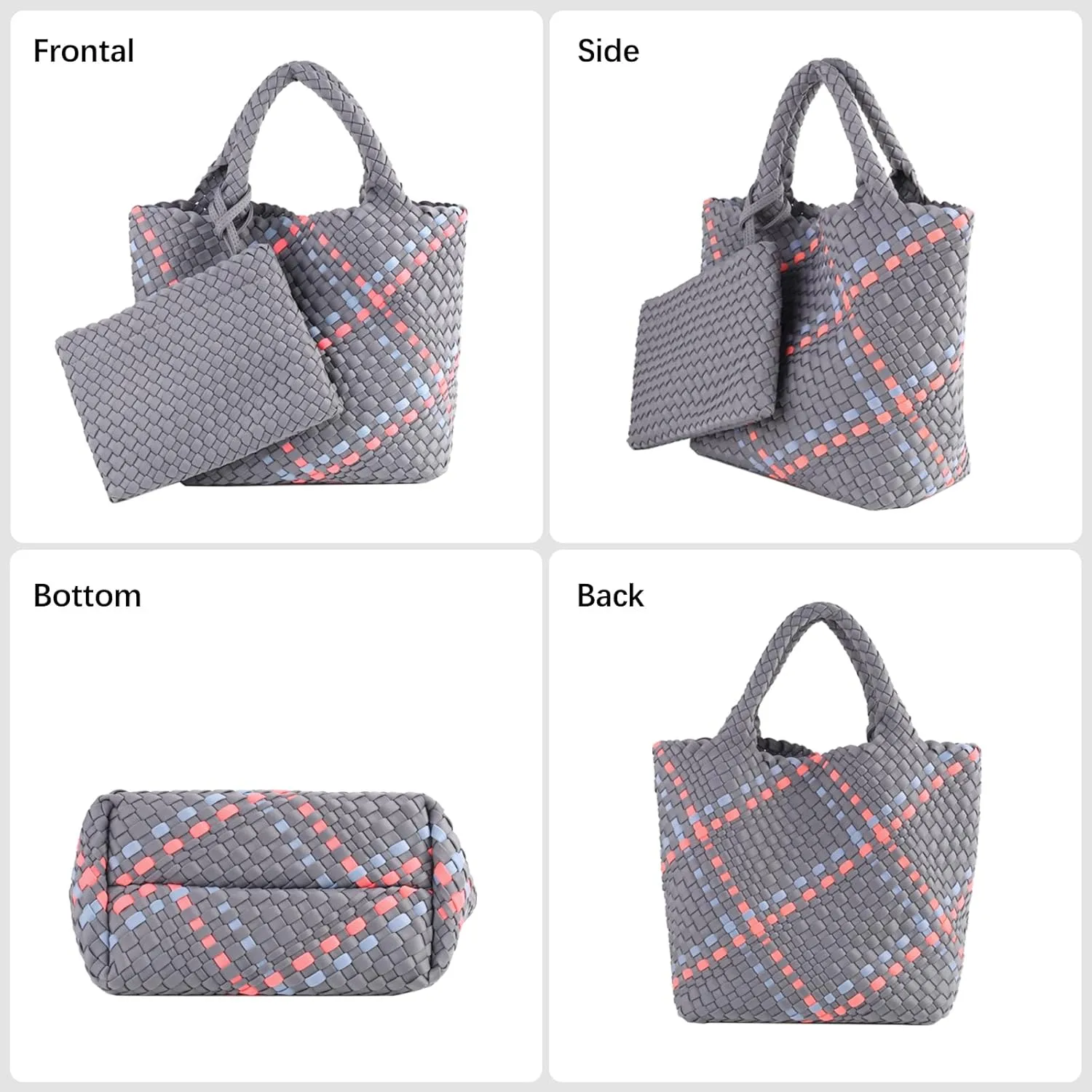 Women Tote Bag Large Neoprene Tote Bag Fashion Woven Bag Neoprene Tote Handbag Roomy Shoulder Bags for Beach, Gym