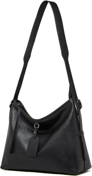 Women Tote Handbags, Genuine Leather Hobo Purses Medium Shoulder Purses with a Adjustable Strap.