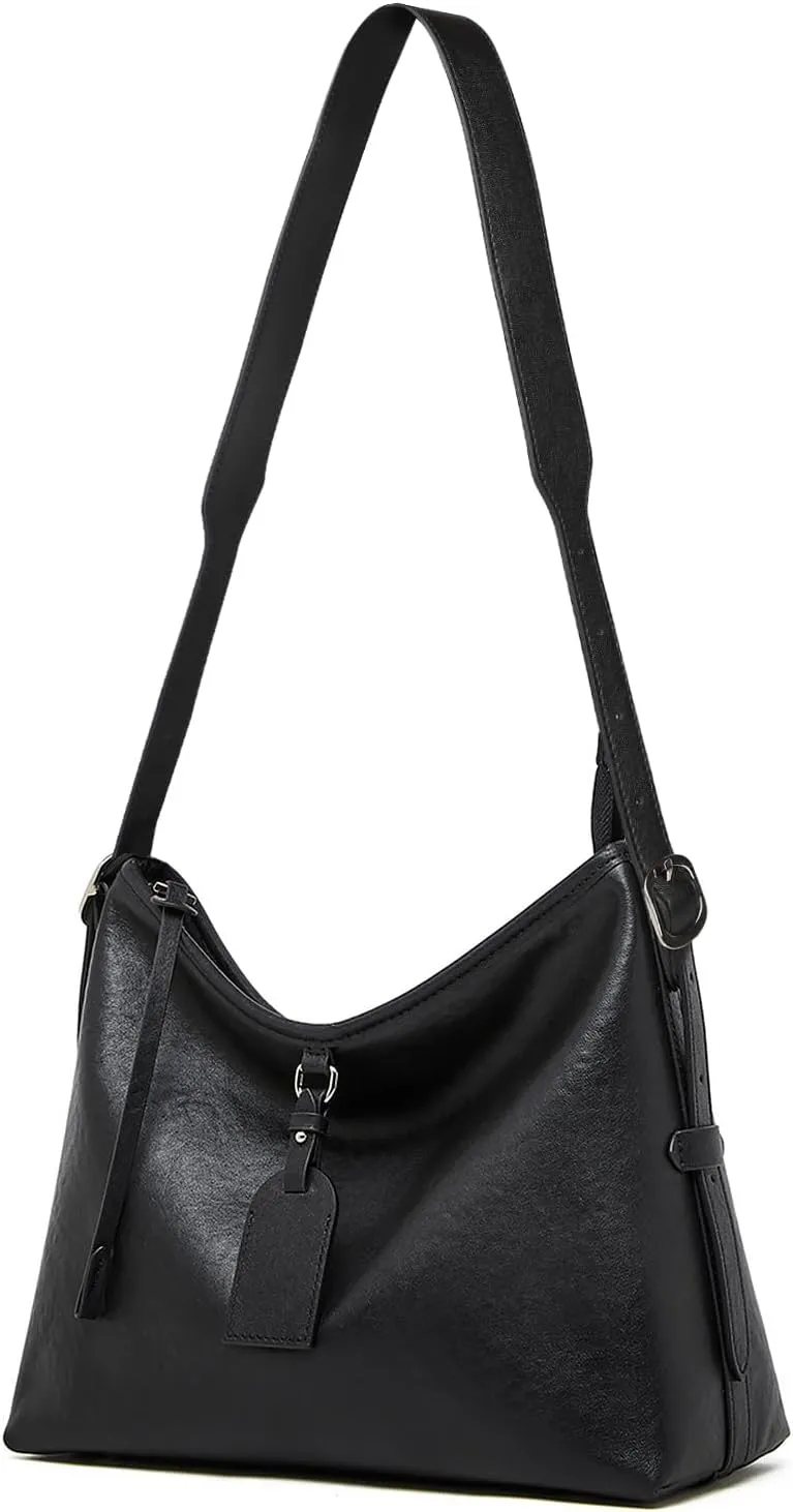 Women Tote Handbags, Genuine Leather Hobo Purses Medium Shoulder Purses with a Adjustable Strap.