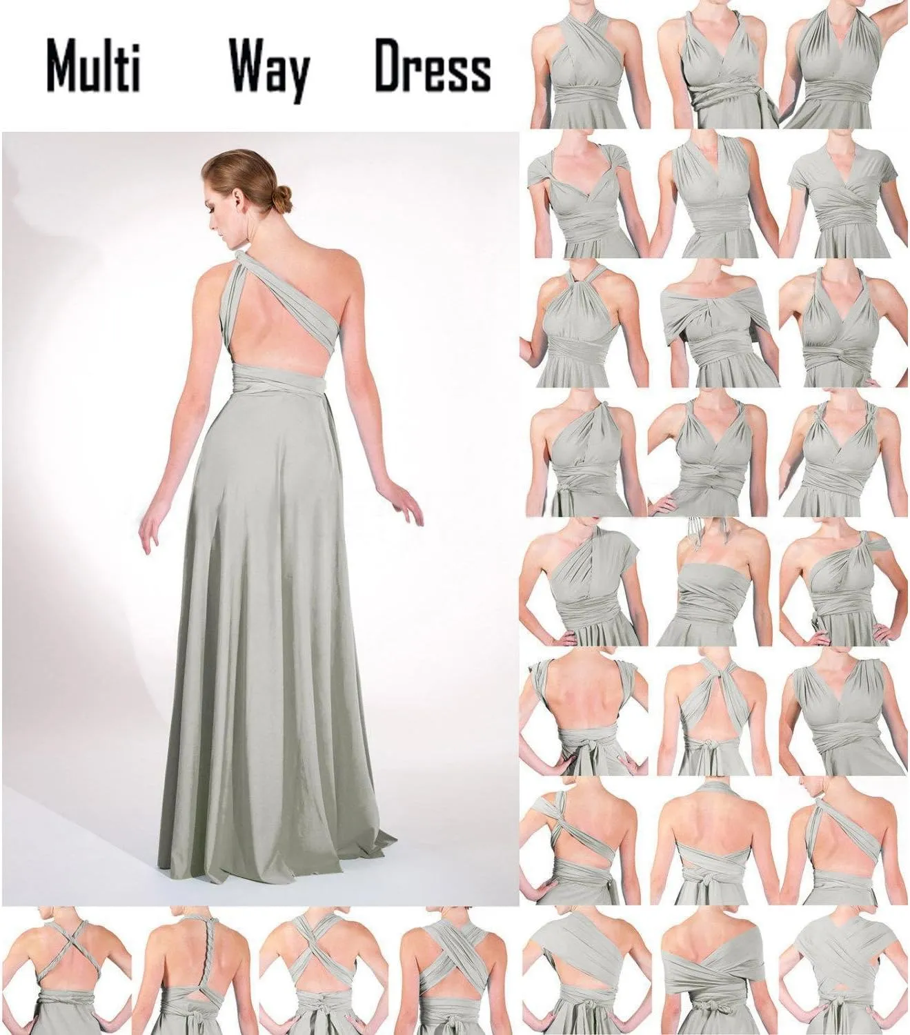 Women Transformer Evening Long Prom Dress Multi-Way Wrap Convertible Floor Length Wedding Halter Maxi Gown High Elasticity