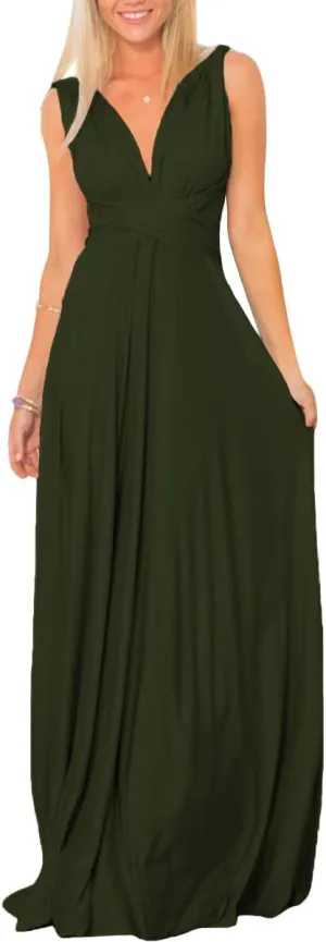 Women Transformer Evening Long Prom Dress Multi-Way Wrap Convertible Floor Length Wedding Halter Maxi Gown High Elasticity