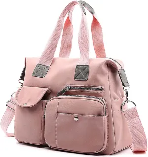 Women Utility Tote Bag Teacher Purses and Handbags for Nurse Waterproof Nylon Multi Pocket Shoulder Bag Work Tote Bag