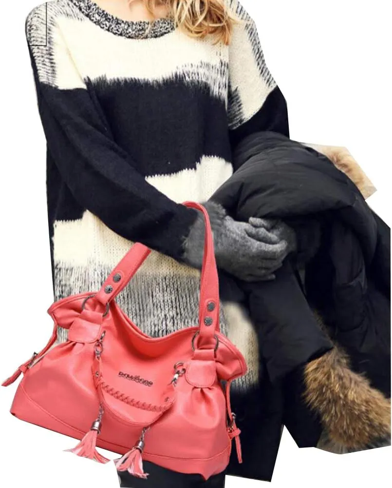 Women Vintage Large Bag Top-handle Handbags Casual Soft leather Shoulder Bags Tote Messenger Purse