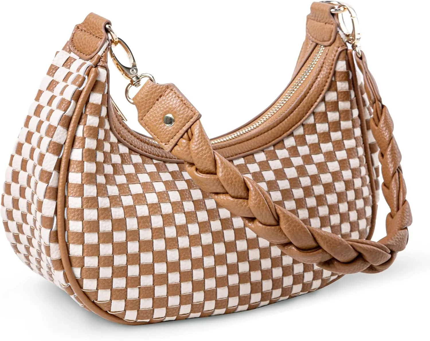 Women Woven Hobo Handbag for Women Fashion Vegan Leather Tote Bag for Women