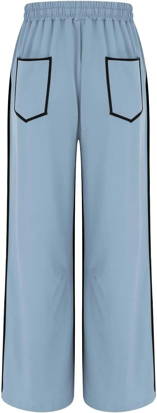 Womens Barrel Sweatpants Casual Summer Elastic High Waisted Drawstring Wide Leg Palazzo Pants Cargo Pants
